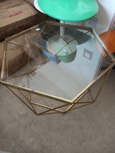 [ALL-0101] Table basse vitré doré