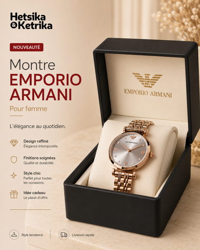 [FEM-ACC-MON-0002] Montre Emporio Armani Cadran Argenté