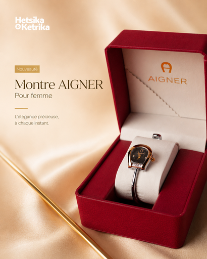 [FEM-ACC-MON-0007] Montre AIGNER Cadran Noir Bracelet Argenté